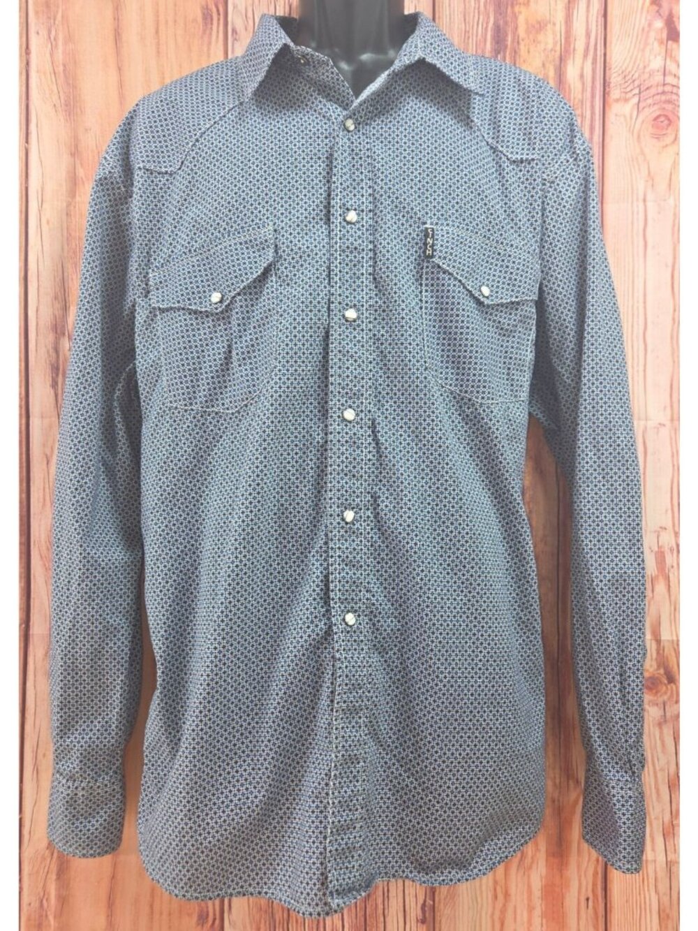 Cinch Modern Fit Western Snap Shirt XL Blue Geometric